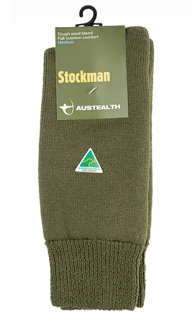 Austealth Khaki Green Wool Socks~Australian Made & Australian Wool