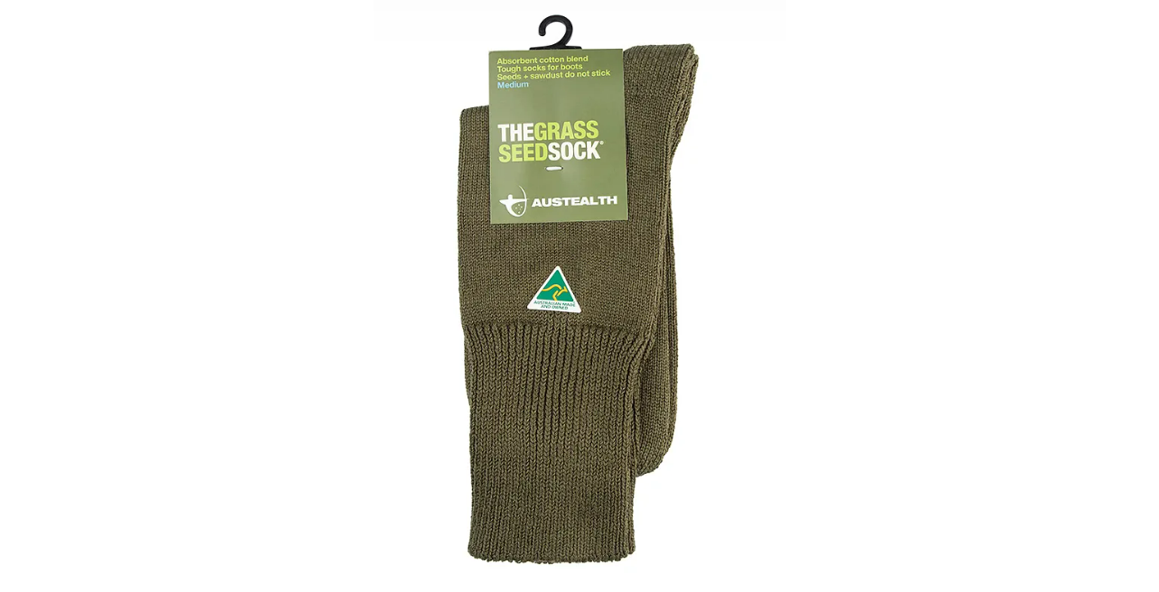 Austealth Khaki Green Grass Seed Cotton Sock~Australian Made