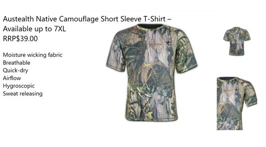 Austealth Native Camouflage Short Sleeve T-Shirt – Available up to 7XL