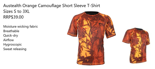 Austealth Orange Camouflage Short Sleeve T-Shirt